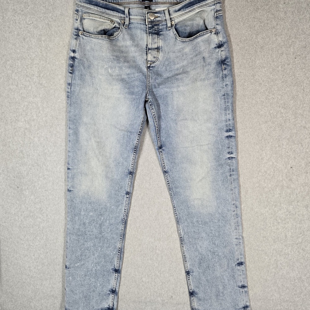 River Island Men Jeans US 34x34 Light Blue Denim Straight Dean 31" Inseam